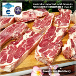 Lamb collar SHOULDER FOREQUARTER BONE-IN frozen CHOPS 1cm 3/8" (price/pack 600g 3-4pcs) brand Wammco / Midfield / WhiteStripe